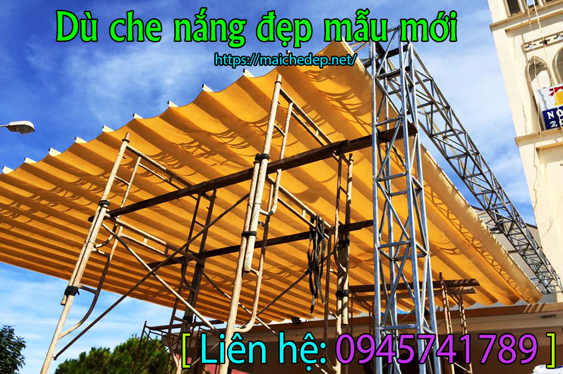 Mái hiên chữ a , mái bạt kéo che quán cà phê..