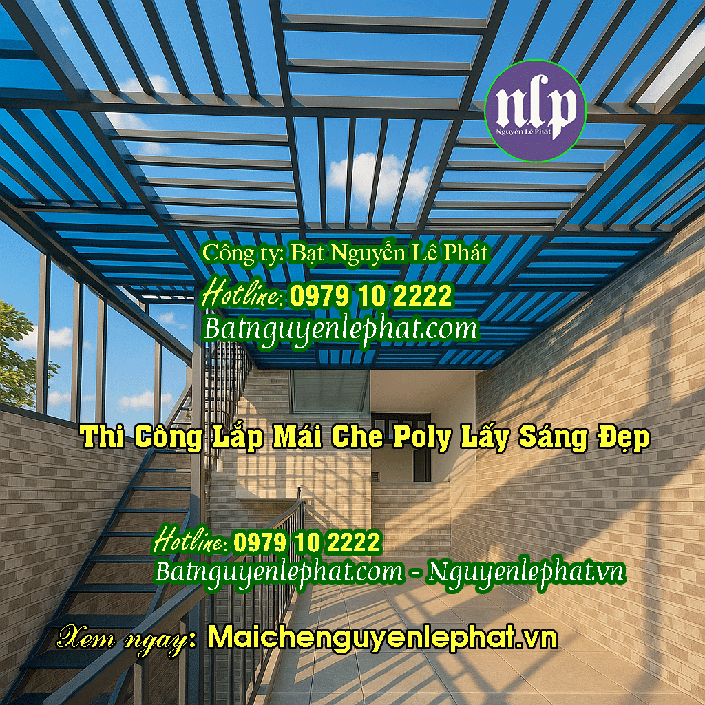 Thi Công Lắp Mái Che Sân Thượng Polycarbonate