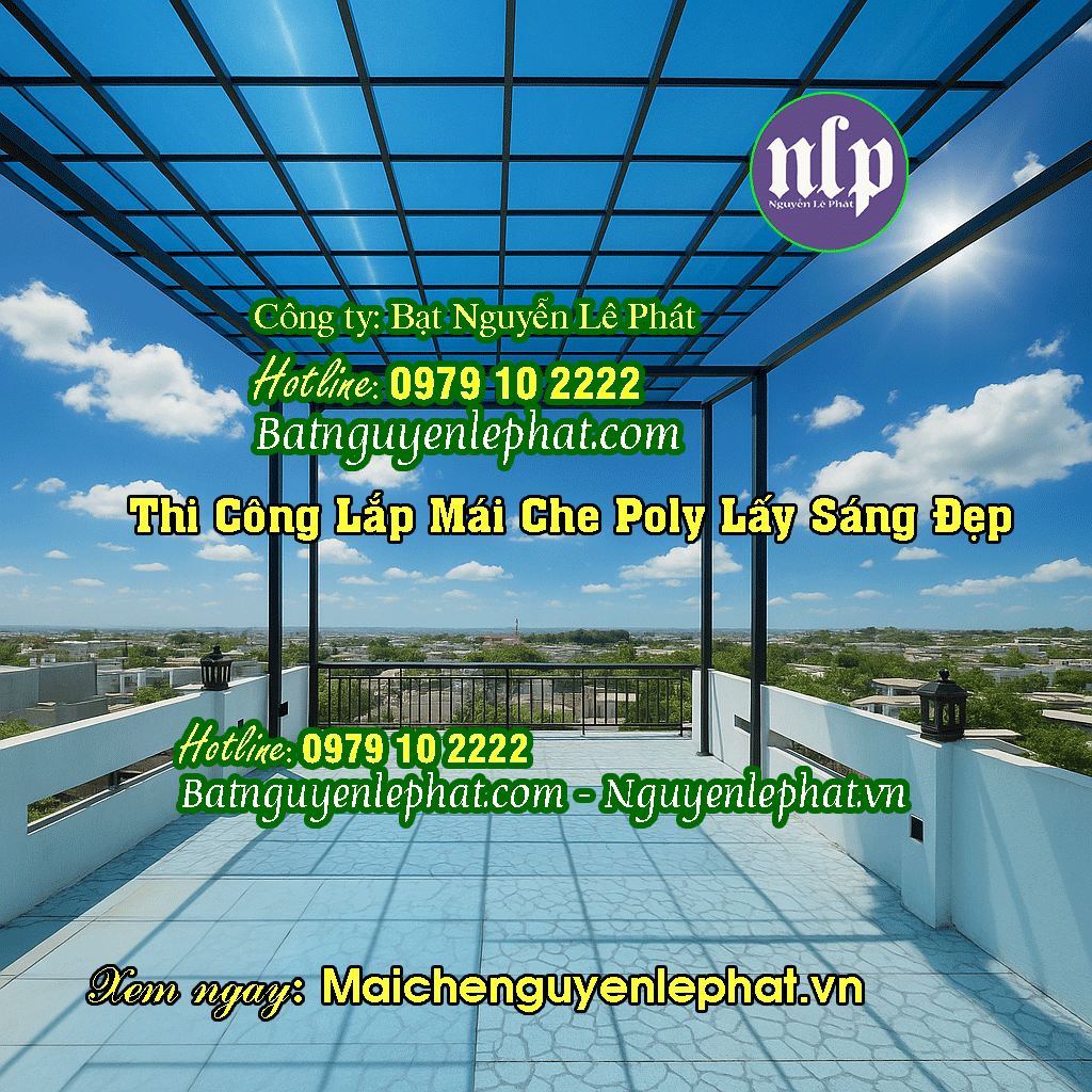 Thi Công Lắp Mái Che Sân Thượng Polycarbonate Thi Công Lắp Mái Che Sân Thượng Polycarbonate