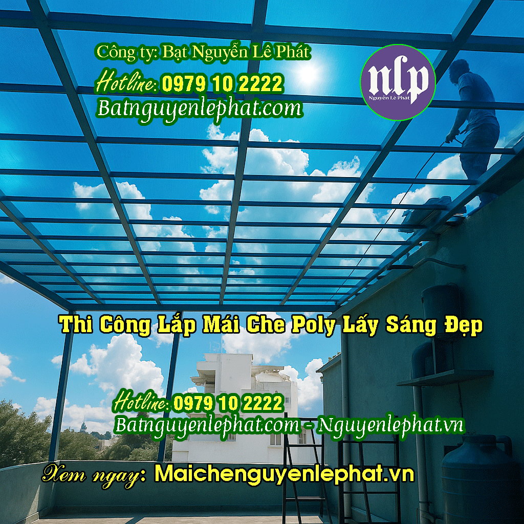 Thi Công Lắp Mái Che Sân Thượng Polycarbonate Thi Công Lắp Mái Che Sân Thượng Polycarbonate