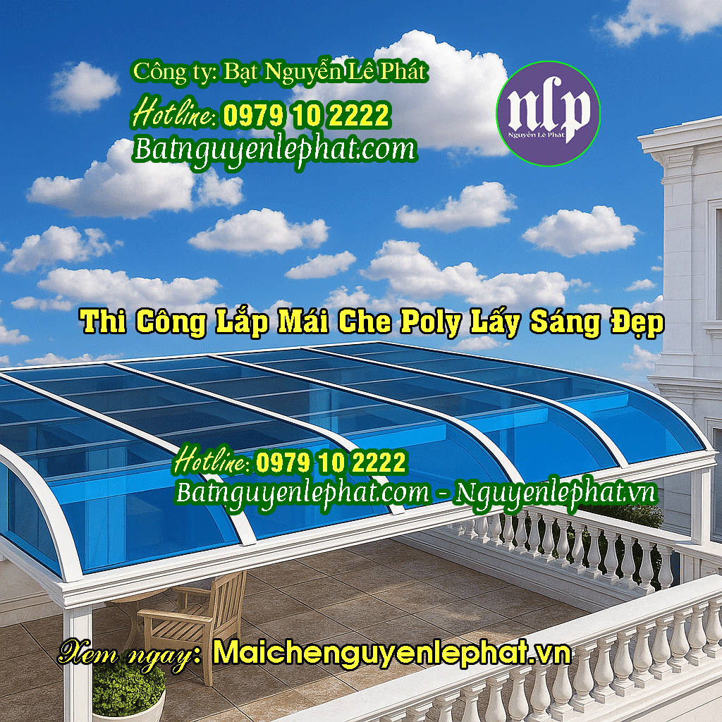 Thi Công Lắp Mái Che Sân Thượng Polycarbonate Báo Giá Thợ Làm Mái Tôn Poly , Mai Che Poly Giá Rẻ