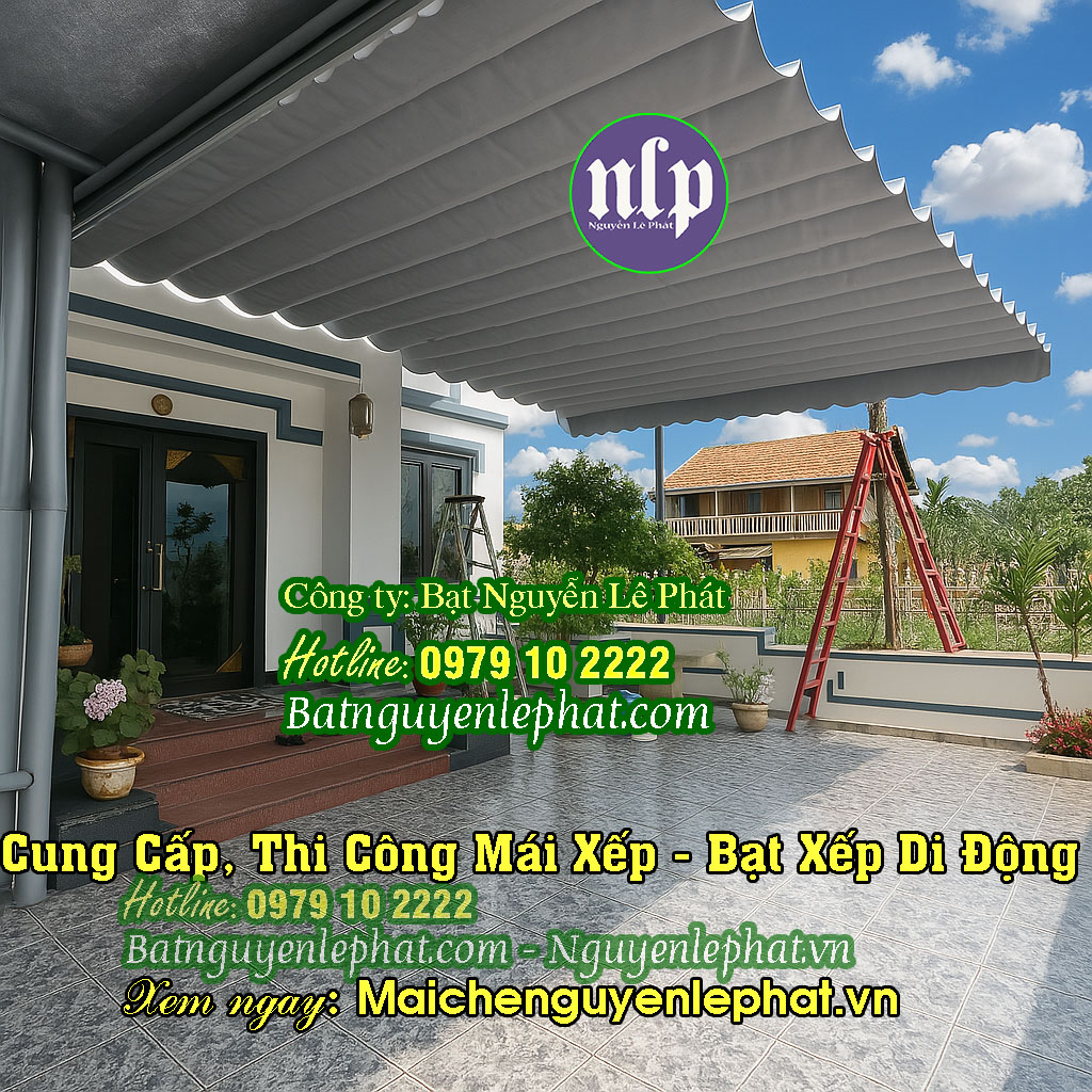 Lắp bạt kéo mái che trước sân nhà đẹp